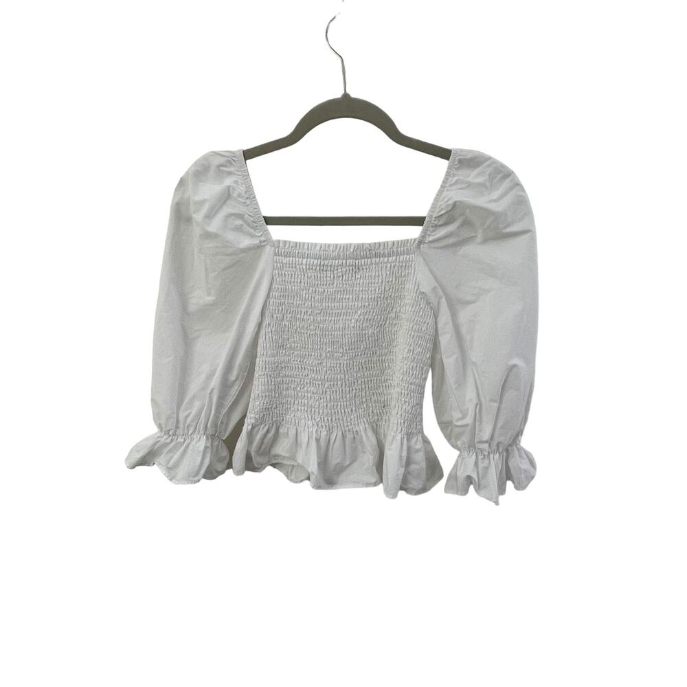 Zara Crop Top Elastic Bodice Puff 3/4 Sleeve‎ -SZ Small - Picture 2 of 3